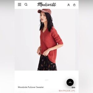 Madewell Rich Red V-Neck Sweater